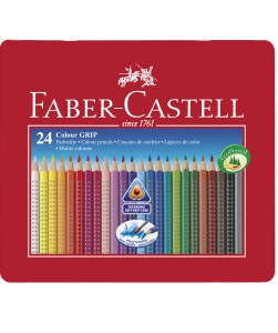 Creioane Colorate Hobby - Creioane Colorate 24 Culori Cutie Metal GRIP 2001, Faber-Castell